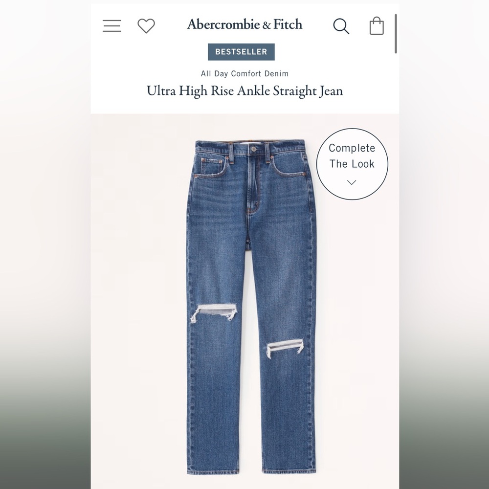 Abercrombie & fitch curve jeans (the ankle straight ultra high rise)